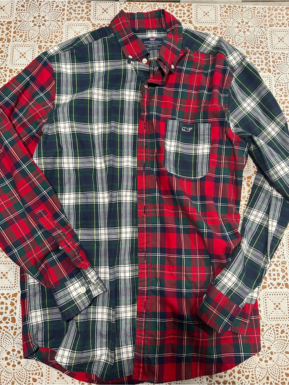 Vineyard Vines Patchwork Plaid Button Down Shirt Mens Large Classic Fit
